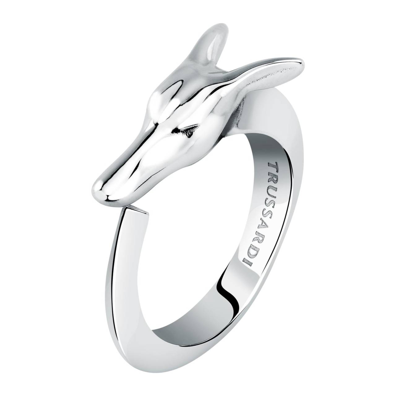 Trussardi Výrazný otvorený oceľový prsteň T-Heritage TJAXB06 58 mm.