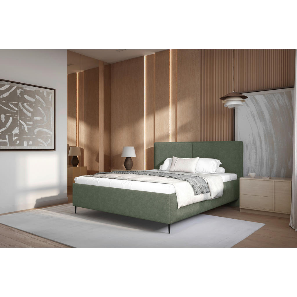 MID.YOU ČALÚNENÁ POSTEĽ, 180/200 cm, tmavozelená.
