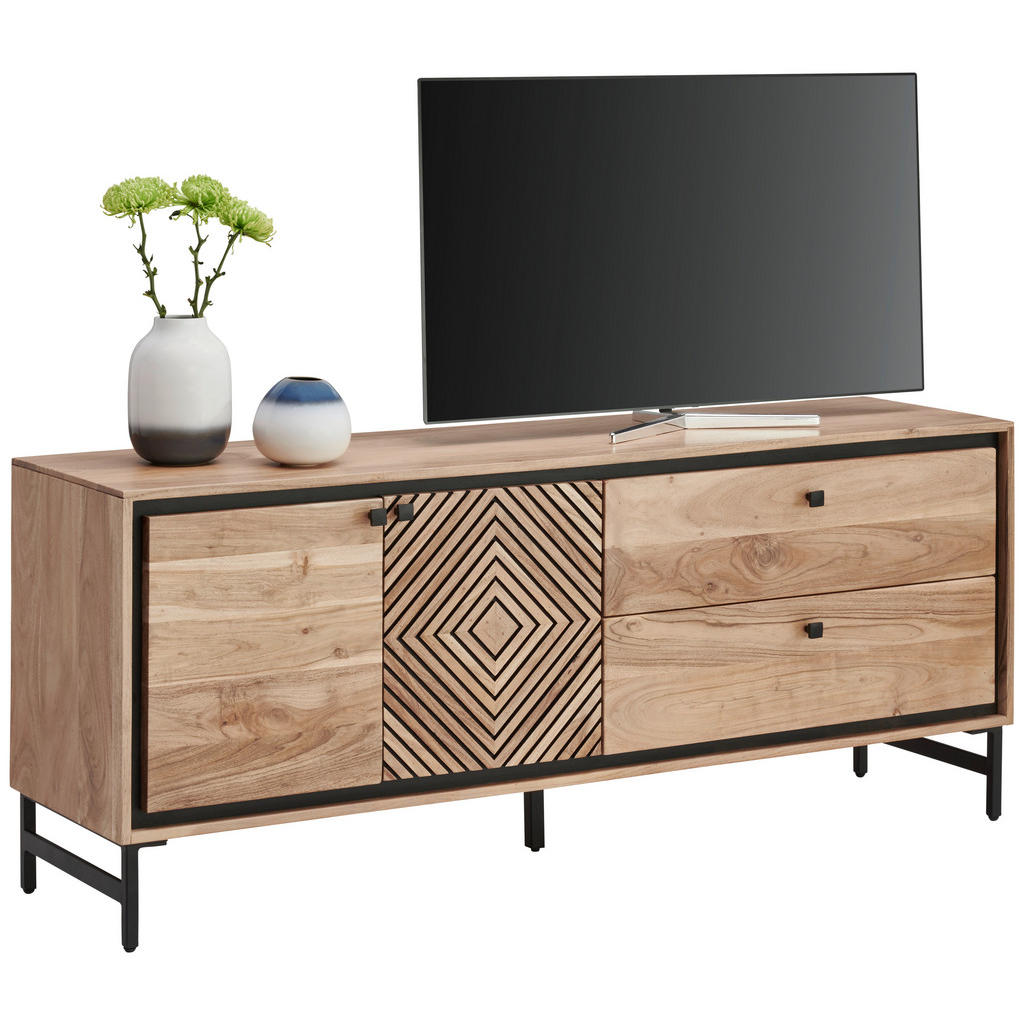 Ambia Home NÍZKA KOMODA, akácia, čierna, farba akácie, 160/65/40 cm.