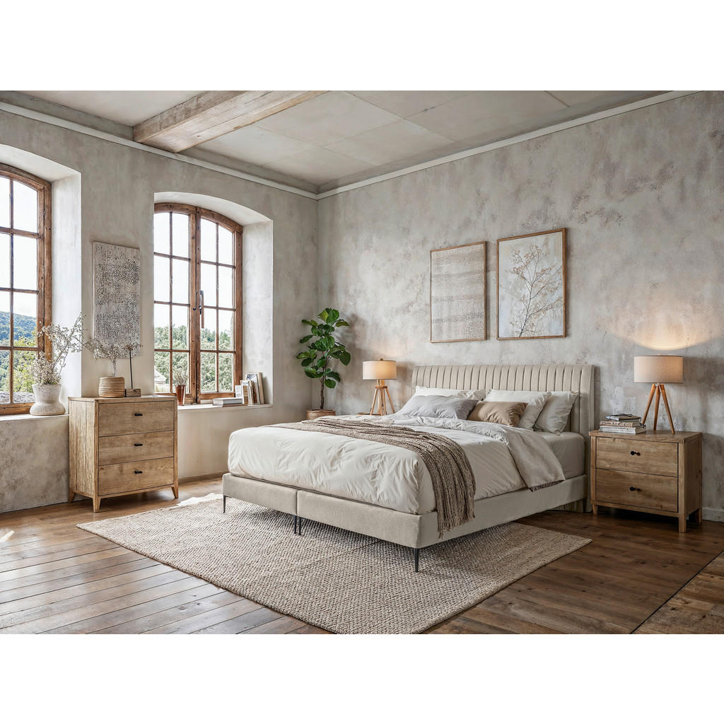 MID.YOU BOXSPRINGOVÁ POSTEĽ, 180/200 cm, krémová.