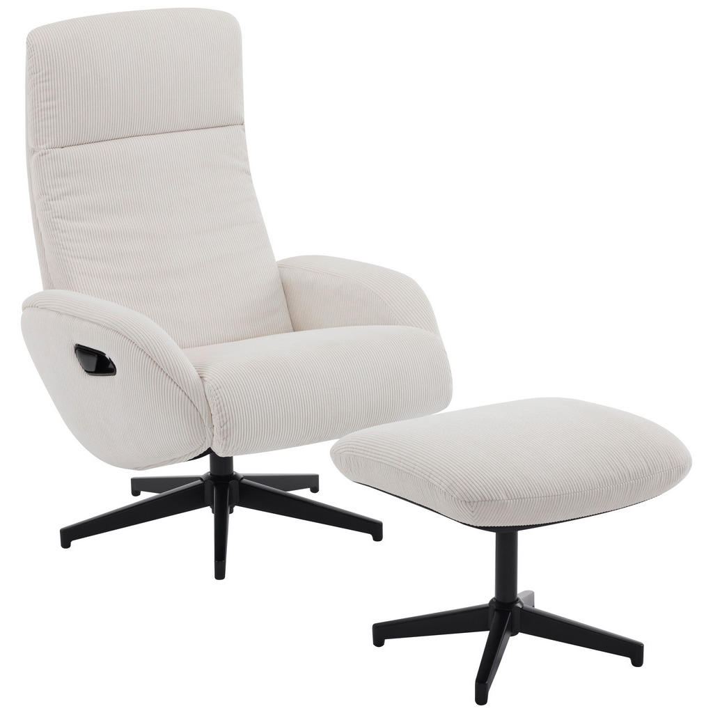 Xora RELAXAČNÉ KRESLO S PODNOŽKOU, kov, textil, čierna, béžová.