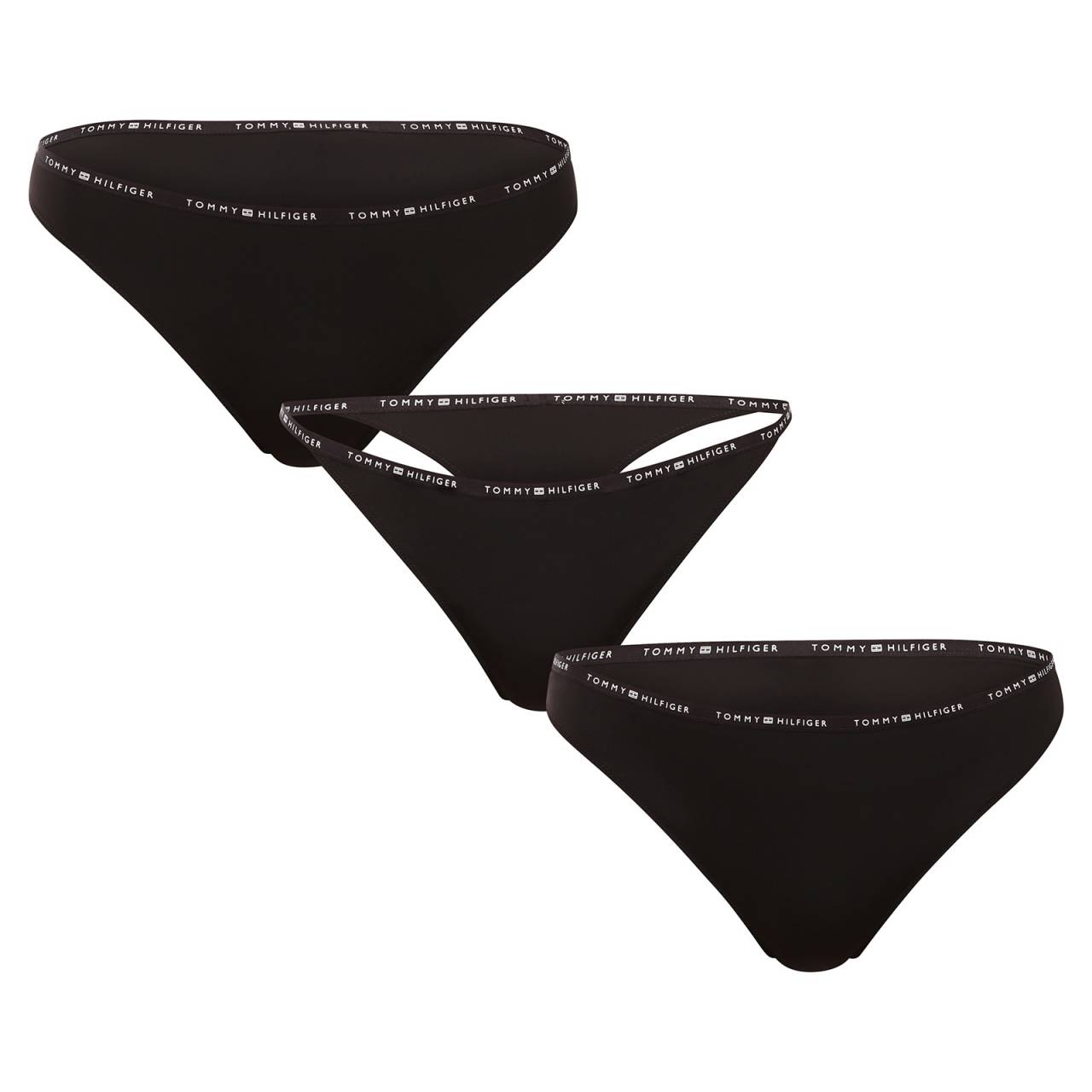 3PACK ženske tange Tommy Hilfiger crno (UW0UW05756 0V2) S.