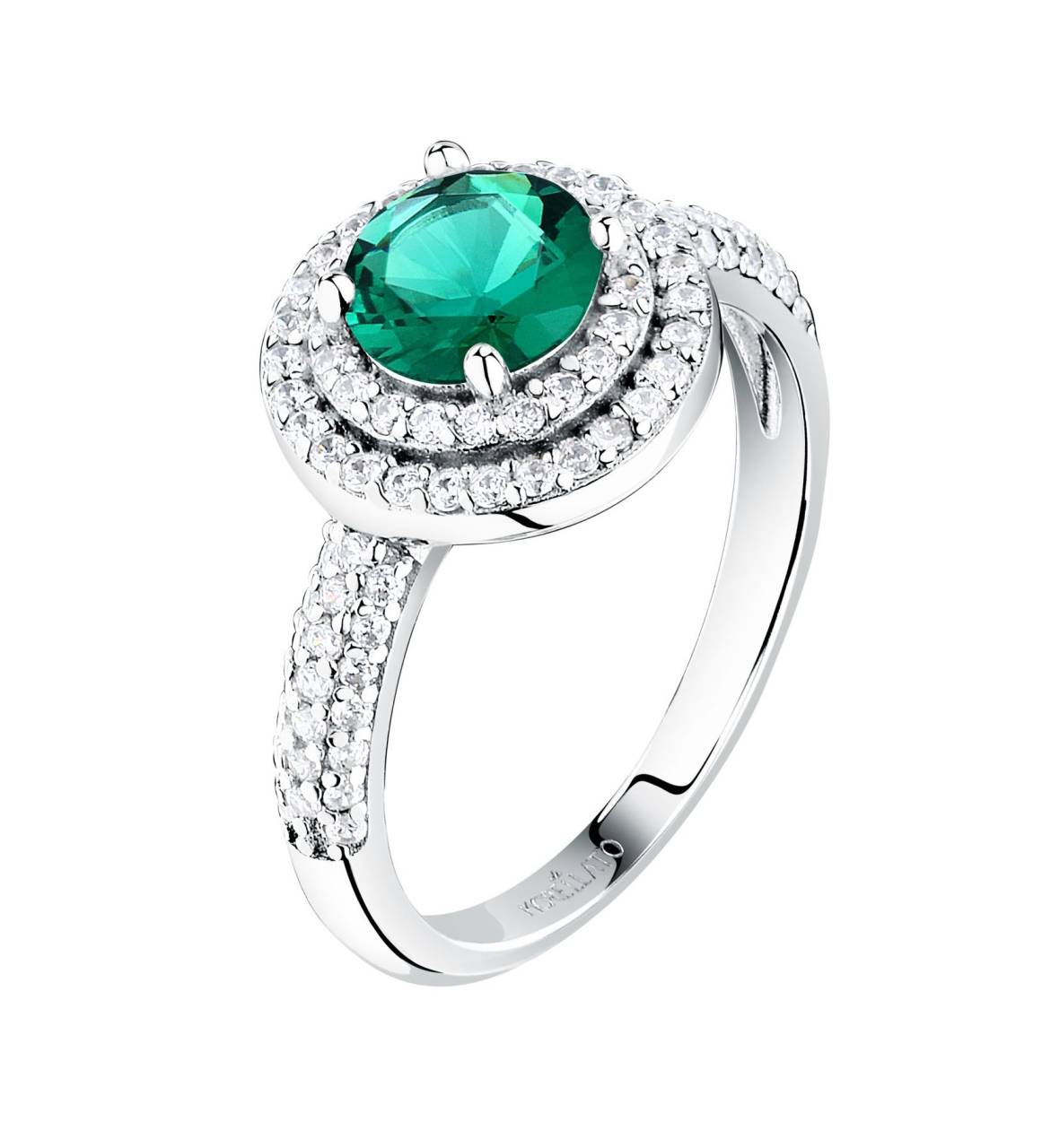 Morellato Oslnivý strieborný prsteň so zeleným zirkónom Tesori SAIW27801 52 mm.