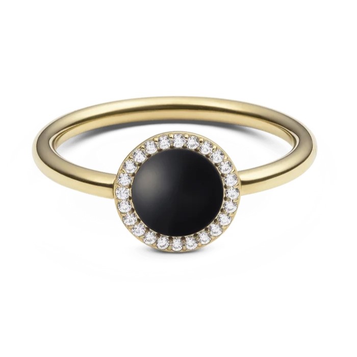 Daniel Wellington Luxusný prsteň s čiernym achátom a kryštálmi Audrey DW0040139 54 mm.
