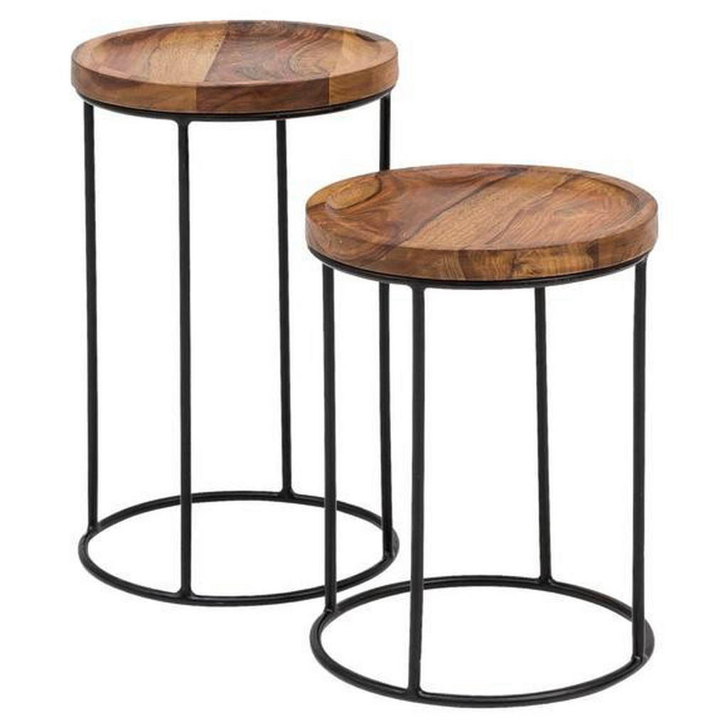 MID.YOU SADA PRÍRUČNÝCH STOLÍKOV, indický palisander, farba indického palisandra.