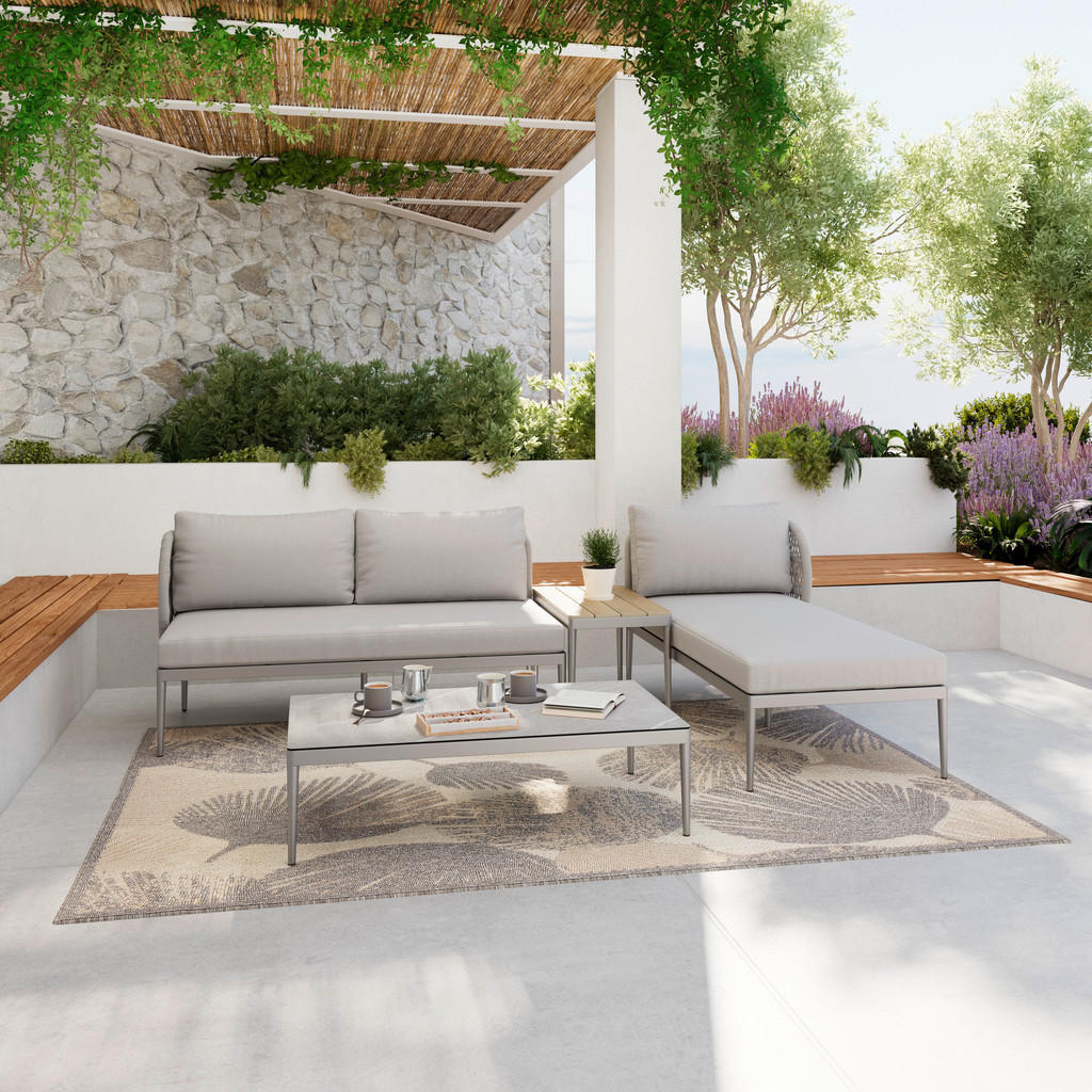 Ambia Garden TERASOVÁ SEDACIA SÚPRAVA 4-dielne, kov, plast, sklo, textil.