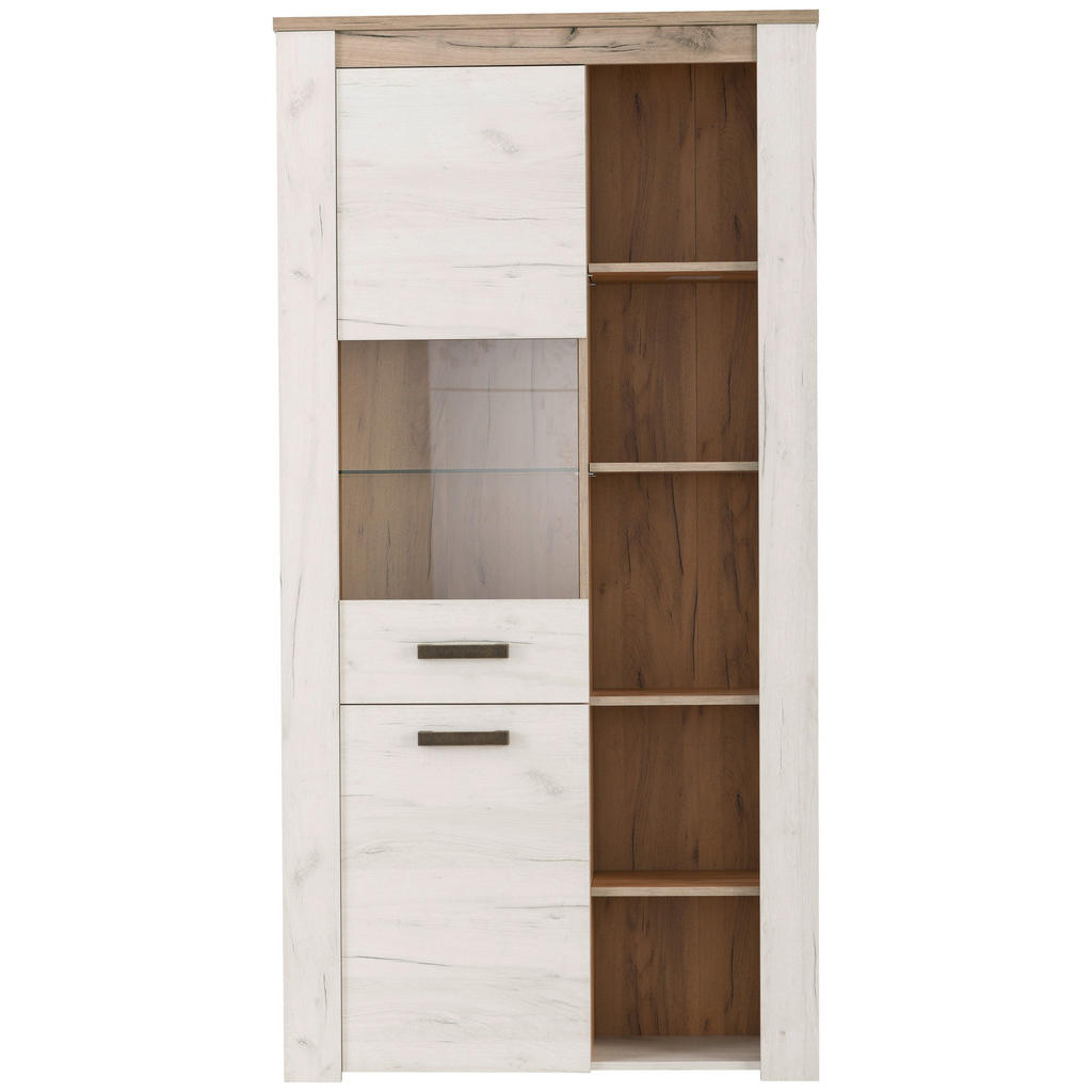 Ti'me VITRÍNA, farba strieborného duba, sivý dub, 99,5/195/36,5 cm.