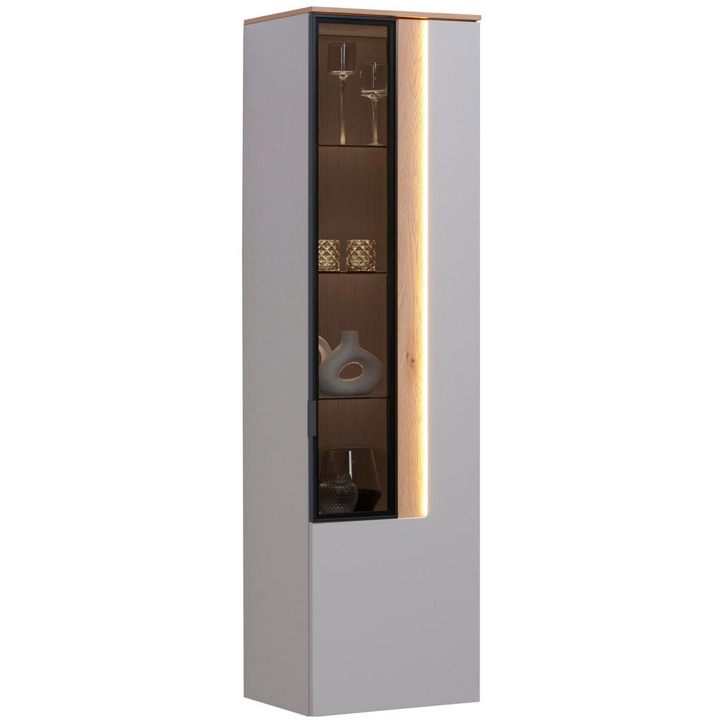 Dieter Knoll ZÁVESNÁ VITRÍNA, farba duba, svetlosivá, 45,4/164,6/36 cm.