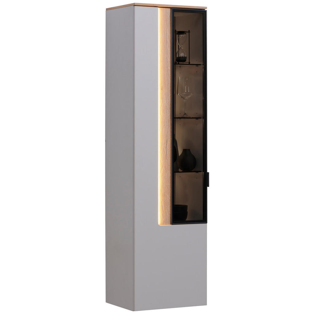 Dieter Knoll ZÁVESNÁ VITRÍNA, farba duba, svetlosivá, 45,6/164,6/36 cm.