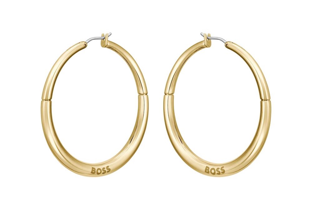 Hugo Boss Pozlátené kruhové náušnice June 1580570.