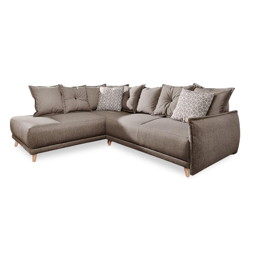 MID.YOU ROZKLADACIA ROHOVÁ POHOVKA, textil, svetlohnedá.