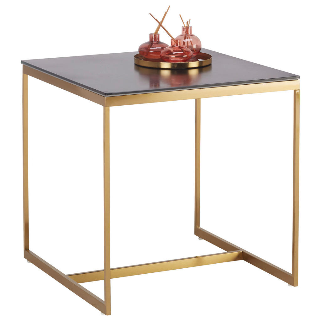 KONFERENČNÝ STOLÍK, čierna, zlatá, kov, sklo, keramika, 55/55/55 cm.