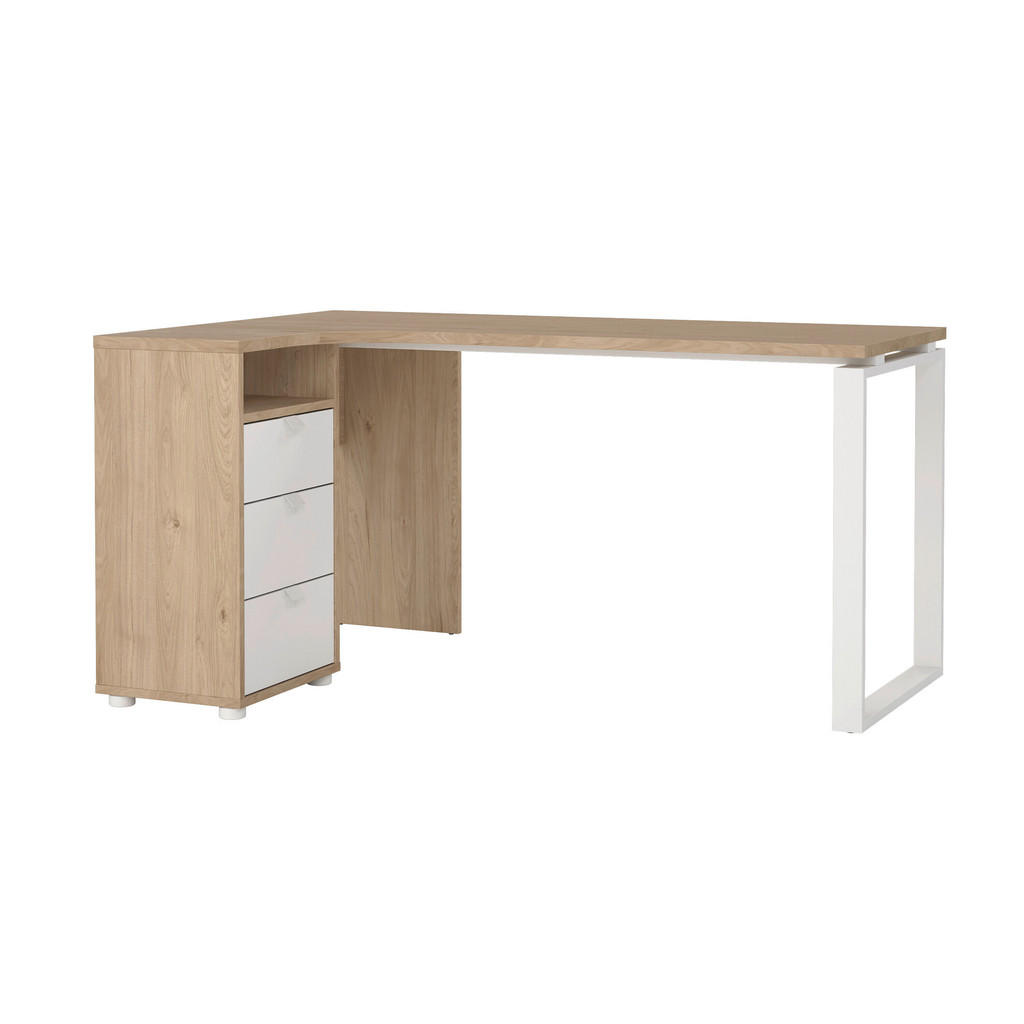 MID.YOU ROHOVÝ PÍSACÍ STÔL, biela, farba duba, 150/99,6/75,6 cm.
