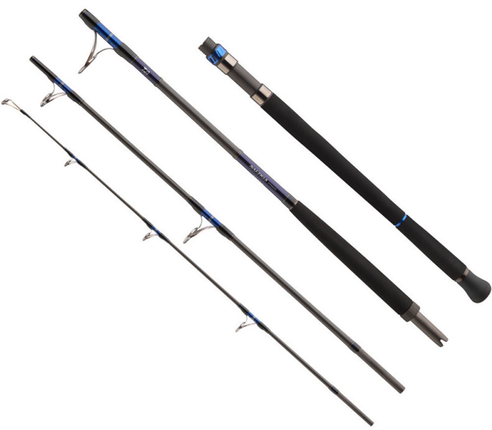 Daiwa prút saltiga ap 2,25 m 60-165 g.
 Chrbtica prútov Saltiga ponúka obrovské silové rezervy na kontrolu nad veľkými exemplármi počas zdolávania a ich odvedenie od nebezpečných oblastí a útesov s úplne utiahnutou brzdou.
 Spoje V-Joint sú vystužené špeciálnym materiálom z uhlíkových vlákien BIAS, čo vedie k neuveriteľne robustným spojom s perfektne harmonickou krivkou ohybu.
 Ergonomicky tvarované EVA rukoväte sa príjemne držia, ponúkajú optimálny prenos sily a zabraňujú príliš rýchlemu vyčerpaniu počas rybolovu.
 Viacdielne prút DAIWA Saltiga AP sú navrhnuté pre nekompromisné použitie v najdrsnejších podmienkach v tropických destináciách.
 V závislosti od modelu sú tieto prúty tiež veľmi vhodné na lov tresiek a halibutov v Nórsku.