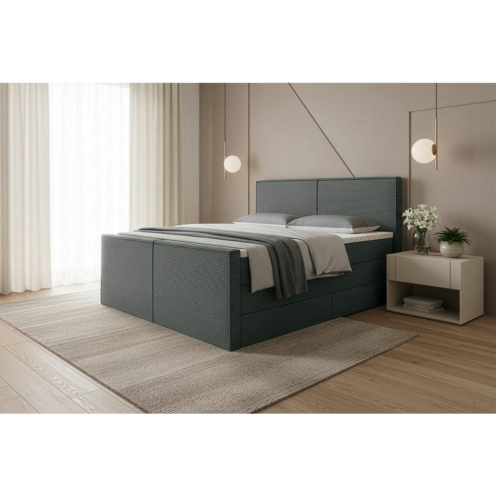 Livetastic BOXSPRINGOVÁ POSTEĽ, 160/200 cm, sivá.