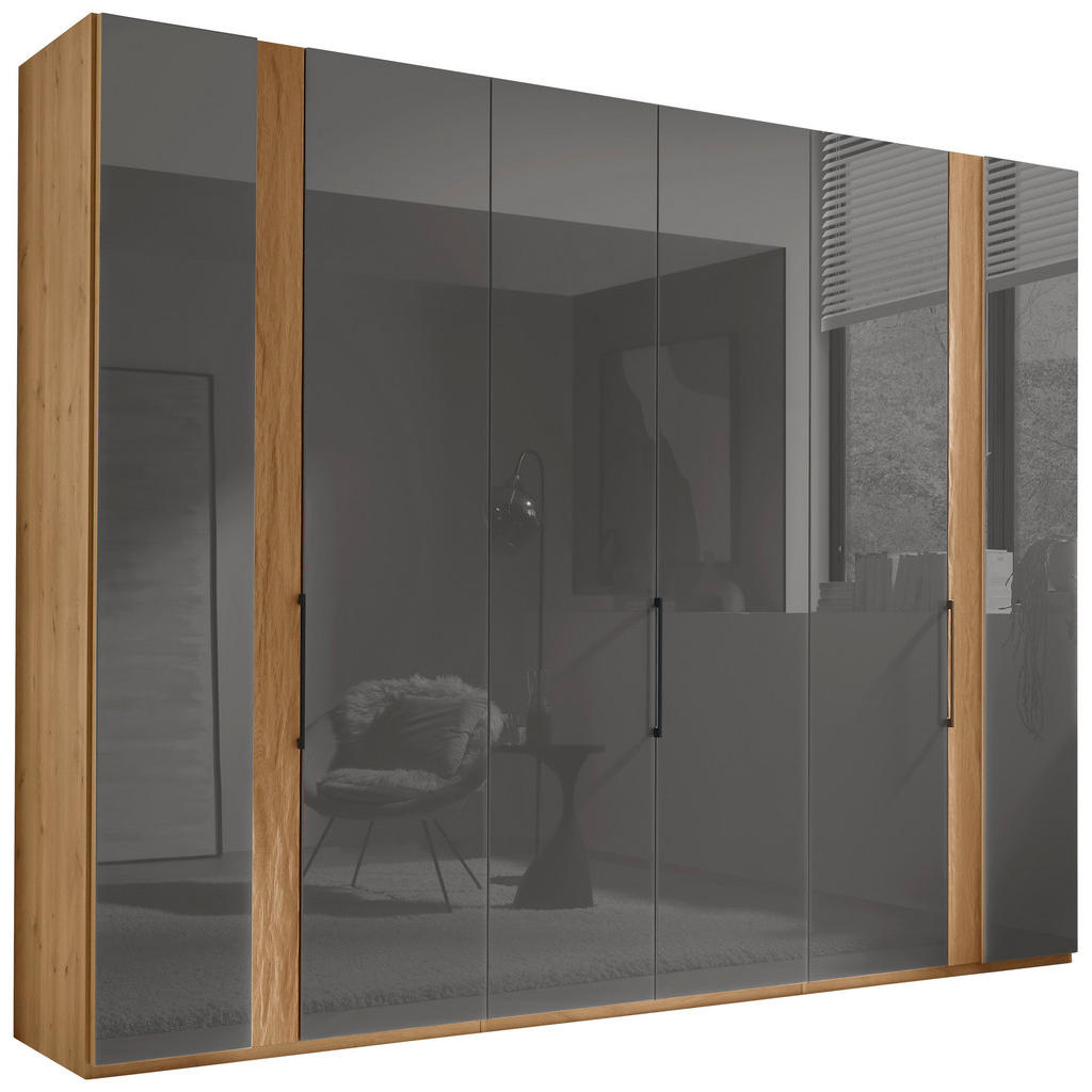 Dieter Knoll SKRIŇA S OTOČNÝMI DVERAMI, dub, dub bianco, lávovosivá, 300/216/58 cm.