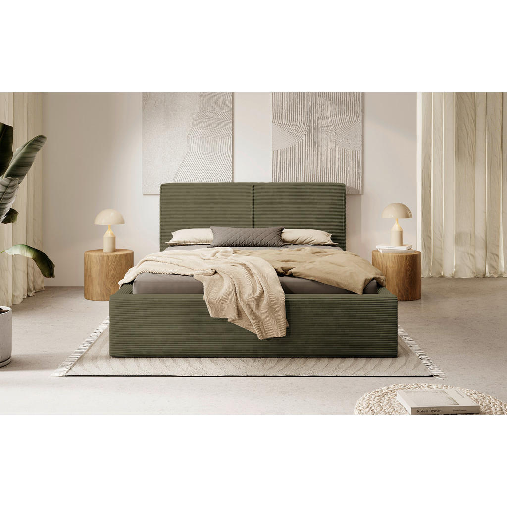 MID.YOU ČALÚNENÁ POSTEĽ, 180/200 cm, svetlozelená.