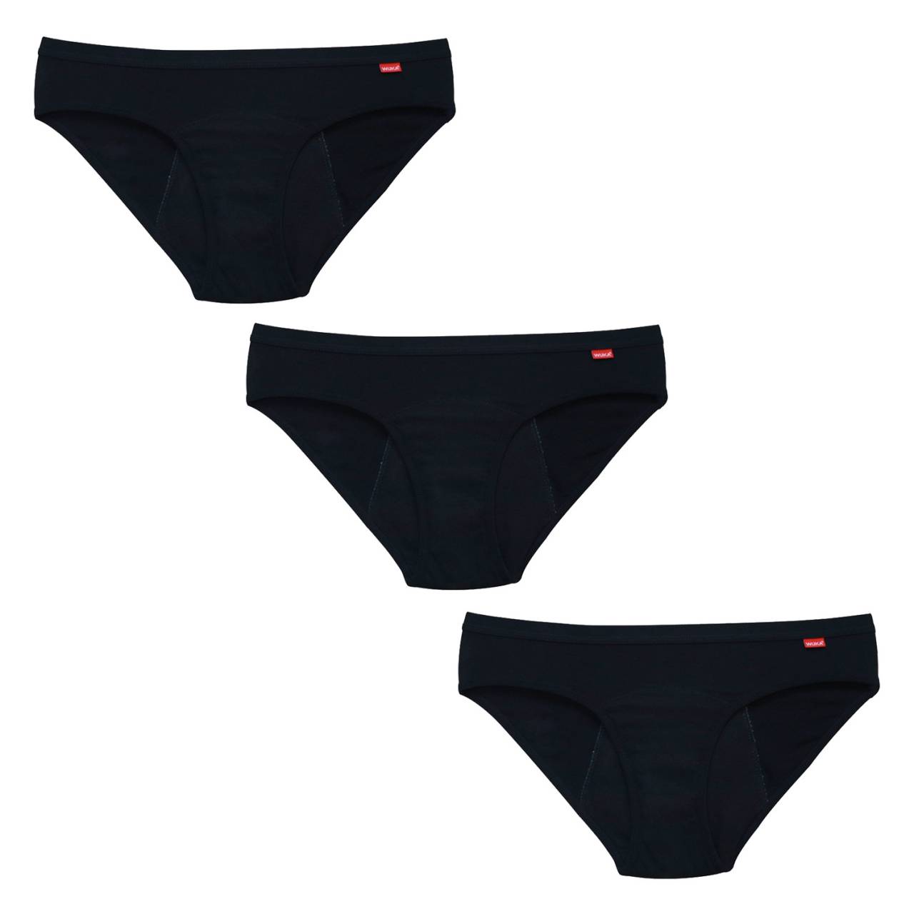 3PACK Menštruačné nohavičky WUKA Basics™ Hipster - Medium (WUKA200) S.
Menstruační kalhotky WUKA Basics™ Hipster Medium Flow zcela nahrazují tampony i vložky - jsou určeny pro normální a silnější menstruaci.
Každé kalhotky WUKA mají superabsorbční klín složený z několika vrstev.
Velikosti WUKA
Upozorňujeme, že menstruační kalhotky jsou zboží hygienické povahy, které po vyjmutí z obalu není možné vrátit.



Velikost
2XS
XS
S
M
L
XL
2XL
3XL
4XL
5XL
6XL


Boky
80-85
85-90
90-95
95-100
100-105
105-110
110-115
115-120
120-125
125-130
130-135



Složení
Vnější: 95 % bavlna, 5 % elastanVnitřní vložka: 80 % polyester, 20 % elastan, prodyšný TPU, 95 % bavlna, 5 % elastan
Prádlo bylo certifikováno podle STANDARDU 100 společností OEKO-TEX®.
Navrženo ve Velké Británii, vyrobeno v Číně.
O značce WUKA
V roce 2017 vznikla značka WUKA jako první výrobce opakovaně použitelných a nepropustných menstruačních kalhotek ve Velké Británii.
Všechny kalhotky mají vysoký a široký klínek, který zadržuje krev i úniky moči, lze je tedy používat i při inkontinenci.

Kalhotky samotné jsou vyrobené z různých udržitelných materiálů – tencel, biobavlna či recyklovaný nylon.
Všechny modely jsou veganské.
Vybrat si můžete hned z několika savostí.
Kalhotky WUKA neobsahují žádné PFAS (perfluorované a polyfluorované látky), které v minulosti používala třeba známá značka THINX.
Jsou navržené ve Velké Británii a vyrobené v Číně v továrně, kterou provozuje rodina 3 sester, s certifikací GOTS a BCI a auditem továrny na férové pracovní podmínky.

Více informací najdete v článku Menstruační kalhotky a plavky WUKA.
Od roku 2023 je WUKA nositelem certifikace B Corporation®
Certifikaci B Corporation uděluje firmám celosvětová nezisková organizace B Lab.
Písmenko B je z anglického slova 
