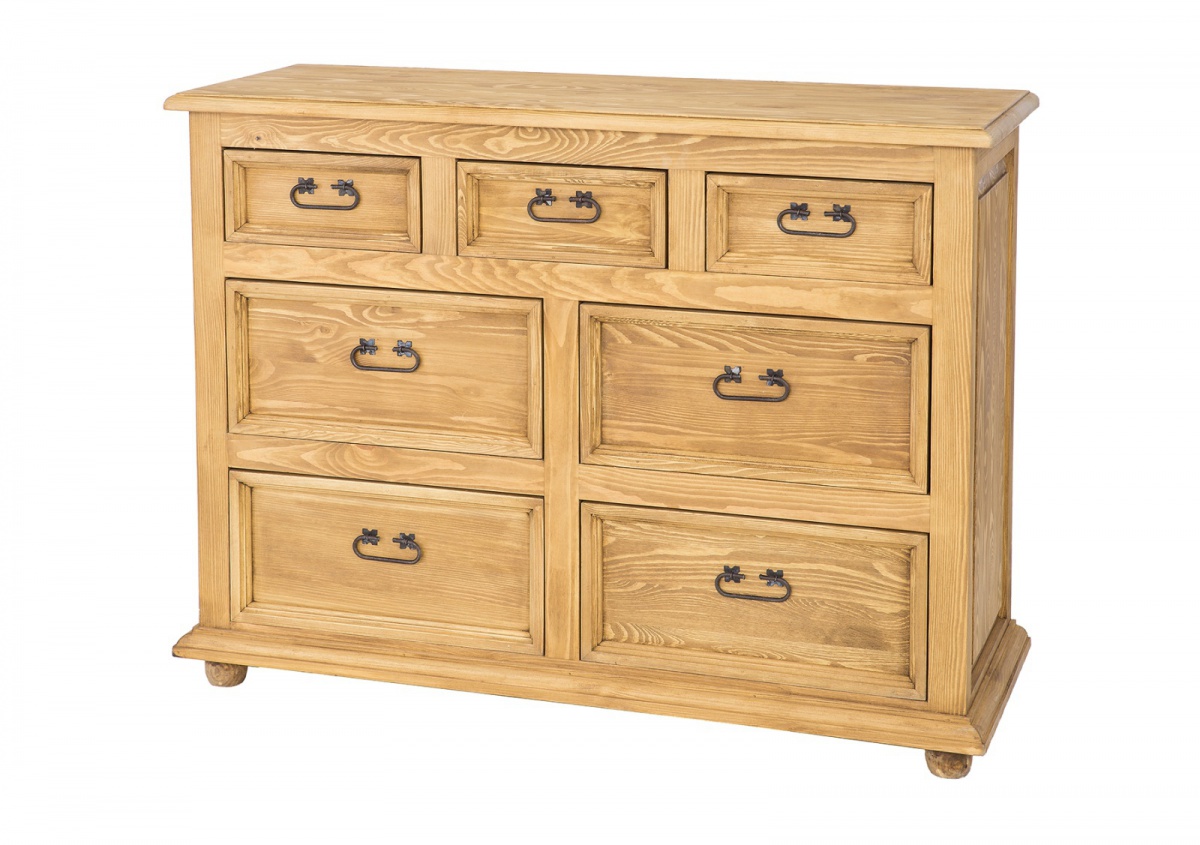 Drevená komoda šuplíková com 122 slim - k17 - biely vosk.