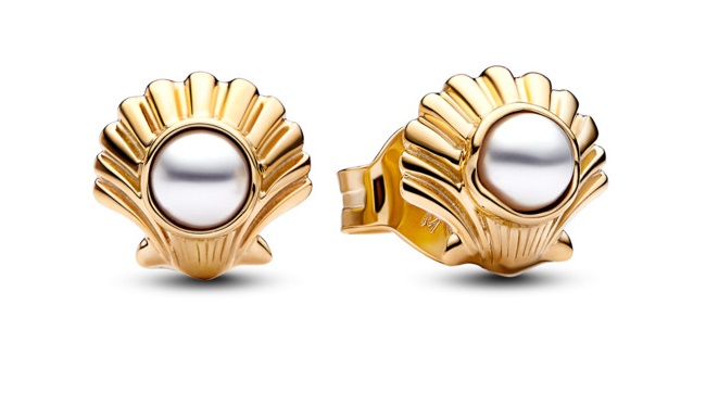 Pandora Pôvabné perlové náušnice Lastúra z Malej morskej víly Shine 262686C01.