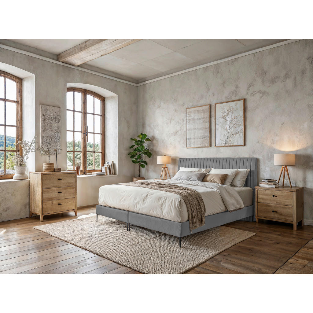 MID.YOU BOXSPRINGOVÁ POSTEĽ, 180/200 cm, sivá.