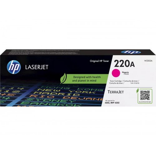 HP 220A W2203A purpurový (magenta) originálny toner.
Originálny toner = záruka priamo od výrobcu tlačiarne
100 % použitie v tlačiarni - bezproblémové fungovanie s vašou tlačiarňou
Použitím originálnej náplne predlžujete životnosť tlačiarne
Osvedčená špičková kvalita - vysoko kvalitná a spoľahlivá tlač originálnou tlačovou kazetou od prvej do poslednej stránky
Trvalé a profesionálne výsledky tlače - dlhodobá udržateľnosť tlače
Kratšia prodleva pri tlači stránok
Garancia Vašej spokojnosti s použitím našej originálnej náplne
Zabezpečujeme bezplatnú recykláciu originálnych náplní
Zlyhanie náplne v menej ako 1% prípadov
Jednoduchá a rýchla výmena náplne

Kód výrobcu: W2203A