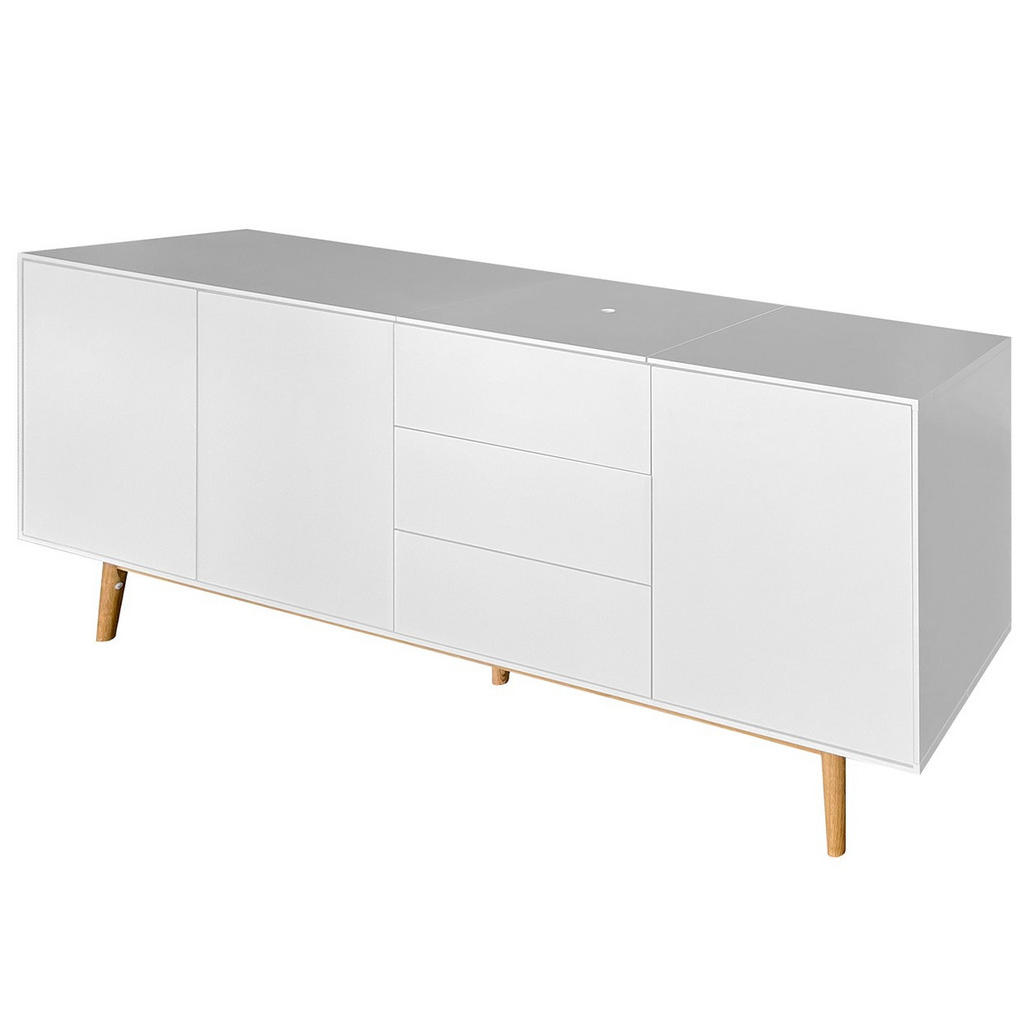 MID.YOU ŠIROKÁ KOMODA, dub, biela, farba duba, 200/80/45 cm.