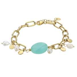 Marc Malone Pozlátený dvojitý náramok Elizabeth Blue Bracelet MCB23007G.