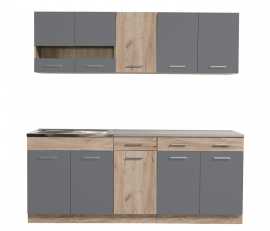 Kuchynská linka 200 lorna-dub šedý/šedá - bez pracovnej dosky.

Všetky horné skrinky ukrývajú jednu vnútornú policu. Skrinka naľavo má presklené dvierka.

Dolná linka ponúka úložný priestor v podobe drezovej skrinky s dvierkami, jednu úzku skrinku so zásuvkou a jednu širokú skrinku so zásuvkou.

Korpus kuchynskej linky tvorí lamino s hrúbkou 1,6cm.

KUCHYNSKÁ LINKA JE DODÁVANÁ BEZ DREZU.

 

Rozmery kuchynskej linky 200 Lorna bez pracovnej dosky sú 200,5x206,5x60cm (š, v, h).

 

Ďalšie kuchynské linky z kolekcie Lorna nájdete nižšie v súvisiacich produktoch.