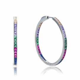 MOISS Hravé strieborné náušnice kruhy s farebnými zirkónmi E0001878.