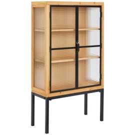 MID.YOU VITRÍNA, jedľa, prírodná farba, čierna, 80/145/35 cm.