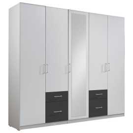 MID.YOU SKRIŇA S OTOČNÝMI DVERAMI, grafitová, biela, 225/210/58 cm.