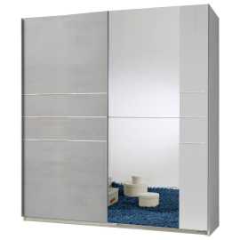 MID.YOU SKRIŇA SO ZRKADLOM, biela, svetlosivá, 179/198/64 cm.