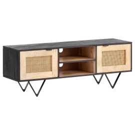 MID.YOU NÍZKA KOMODA, mangové drevo, čierna, svetlohnedá, 120/44/35 cm.