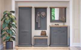 Predsieň artis - šedá/orech pacific.

 

Predsieňová zostava je vyrobená z kvalitného MDF o hrúbke 25mm a lamina hrúbky 18mm.

 

Predsieň Artis sa skladá z nasledujúcich produktov:


	Predsieňová skriňa Artis - 65x193x38cm (š, v, h)
	Botník Artis - 65x51x38cm (š, v, h)
	Kombinovaná komoda Artis - 86x102x38cm (š, v, h)
	Vešiakový panel Artis - 65x115x13cm (š, v, h)
	Zrkadlo Artis - 84x79x13cm (š, v, h).



Všetky produkty patriace do kolekcie Artis nájdete nižšie v súvisiacich produktoch.