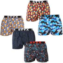 5PACK Caleçons pour hommes Styx art sports rubber multicolour (5B1370145) M.
Vous cherchez un short qui allie confort, originalité et qualité de fabrication?
Matériau de qualité pour un confort maximal
Les shorts Styx sont fabriqués en 100 % coton, ce qui signifie qu'ils sont respirants, légers et agréables au toucher.
Un look élégant et une coupe fonctionnelle
Grâce à sa coupe plus ample, le short vous offre une liberté de mouvement maximale, que vous apprécierez non seulement pendant la journée, mais aussi lors de vos activités sportives.
Pourquoi aimez-vous les shorts Styx ?

100% coton pour un grand confort : Matière respirante et confortable.
Qualité tchèque: Les shorts sont entièrement fabriqués en République tchèque.
Coupe ample pour un maximum de confort: Idéal pour le quotidien et la détente.
Modèles élégants: Pas un tiroir ennuyeux, mais une bonne dose d'originalité et de style.

La marque tchèque Styx offre plaisir et qualité supérieure
Les sous-vêtements Styx seront particulièrement appréciés par ceux pour qui l'individualité est importante.
Comment en prendre soin ?
Pour que votre short dure aussi longtemps que s'il était neuf, nous vous recommandons de suivre les conseils suivants.

Blanchisserie: Lavage en machine à 30 °C pour préserver la douceur du coton.
Sèche-linge : Il n'est pas conseillé de sécher les shorts dans le sèche-linge, mais plutôt de les laisser sécher librement à l'air libre.
Repassage : Vous pouvez repasser le short à feu moyen pour éviter d'endommager la matière.

Conseil : Devenez un expert de l'entretien de la lingerie les conseils de notre article et donnez à vos pièces préférées le soin qu'elles méritent.