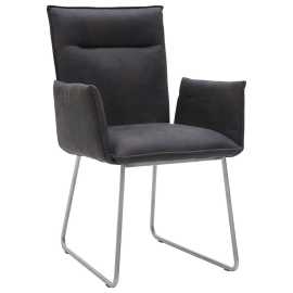 Valnatura STOLIČKA S PODRÚČKAMI, mikrovlákno, antracitová, farba ušľachtilej ocele.