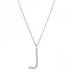 Rosato Strieborný náhrdelník s príveskom J Cubica RZCU10 (retiazka, prívesok).