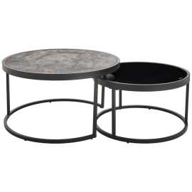 MID.YOU SADA KONFERENČNÝCH STOLÍKOV, sivá, čierna, kov, sklo, kompozitné drevo, 65-80/65-80/38-40 cm.