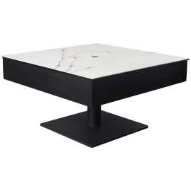 Dieter Knoll KONFERENČNÝ STOLÍK, čierna, biela, kov, sklo, keramika, kompozitné drevo, 75/75/42-57 cm.