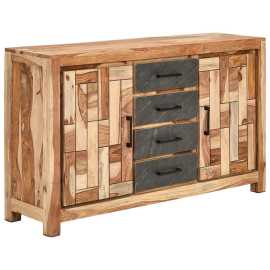 Livetastic ŠIROKÁ KOMODA, indický palisander, sivá, prírodná farba, 145/85/40 cm.