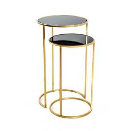 SADA PRÍRUČNÝCH STOLÍKOV, čierna, zlatá.