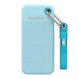 SSD Externí Verbatim Pocket SSD letní edice, 32325, 2000GB, polární modrý, obsahuje 2x gumový kryt (černý a polární modrý), USB C.