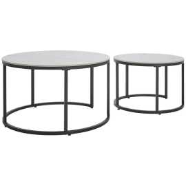 Livetastic SADA KONFERENČNÝCH STOLÍKOV, čierna, biela, kov, keramika, 80/60/46/40/80/60 cm.