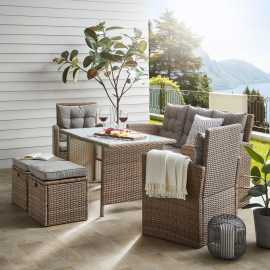 Ambia Garden JEDÁLENSKÁ TERASOVÁ SÚPRAVA kov, plast, sklo, textil.