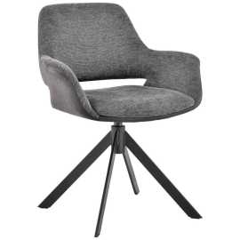 Novel STOLIČKA S PODRÚČKAMI, železo, mikrovlákno, vzhľad ľanu, sivá, čierna, tmavosivá.