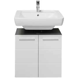 Xora SKRINKA POD UMÝVADLO, biela s vysokým leskom, antracitová, 60/62/31 cm.