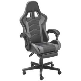 MID.YOU HERNÁ STOLIČKA, vzhľad kože, sivá, čierna.