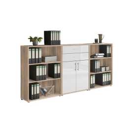 MID.YOU SKRINKA NA DOKUMENTY, dub sonoma, biela s vysokým leskom, 253,2/113,6/33 cm.