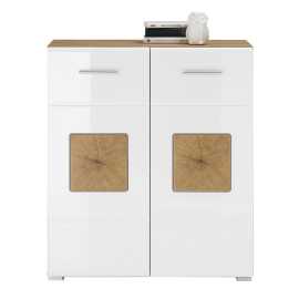 MID.YOU KOMODA, dub artisan, biela s vysokým leskom,.